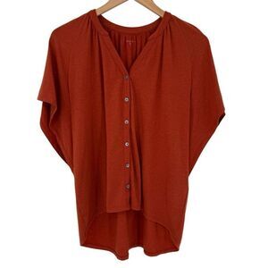 Garnet Hill Short‎ Flutter Sleeve Knit Blouse Relaxed Burnt Orange Women XS